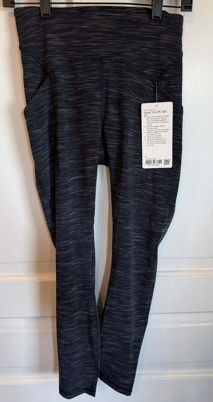 Lululemon Power Thru HR Tight 25 Size 6 Black Training Leggings New